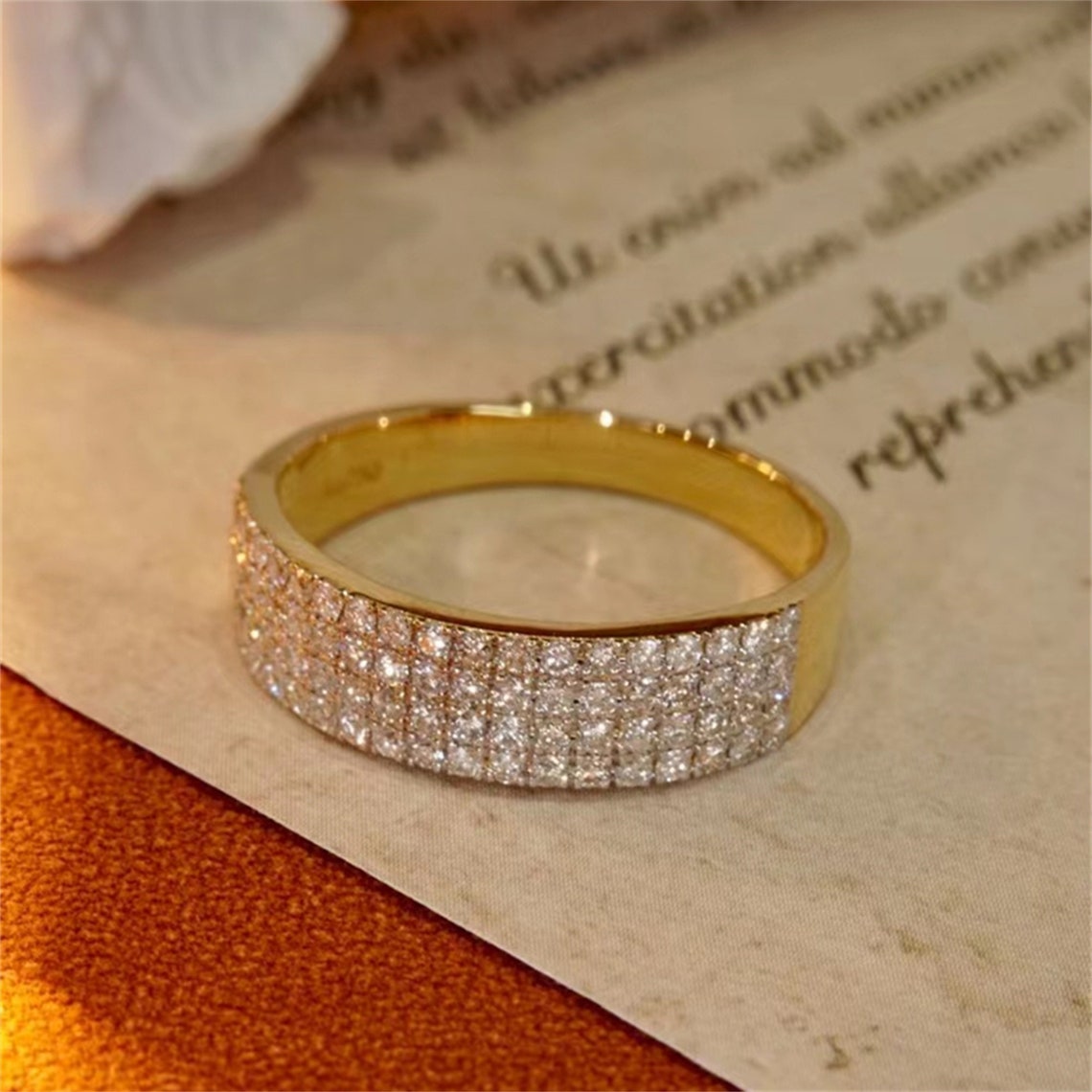 0.5 TCW  Round Cut Moissanite Bridal Wedding Band Semi Pave Accents 1