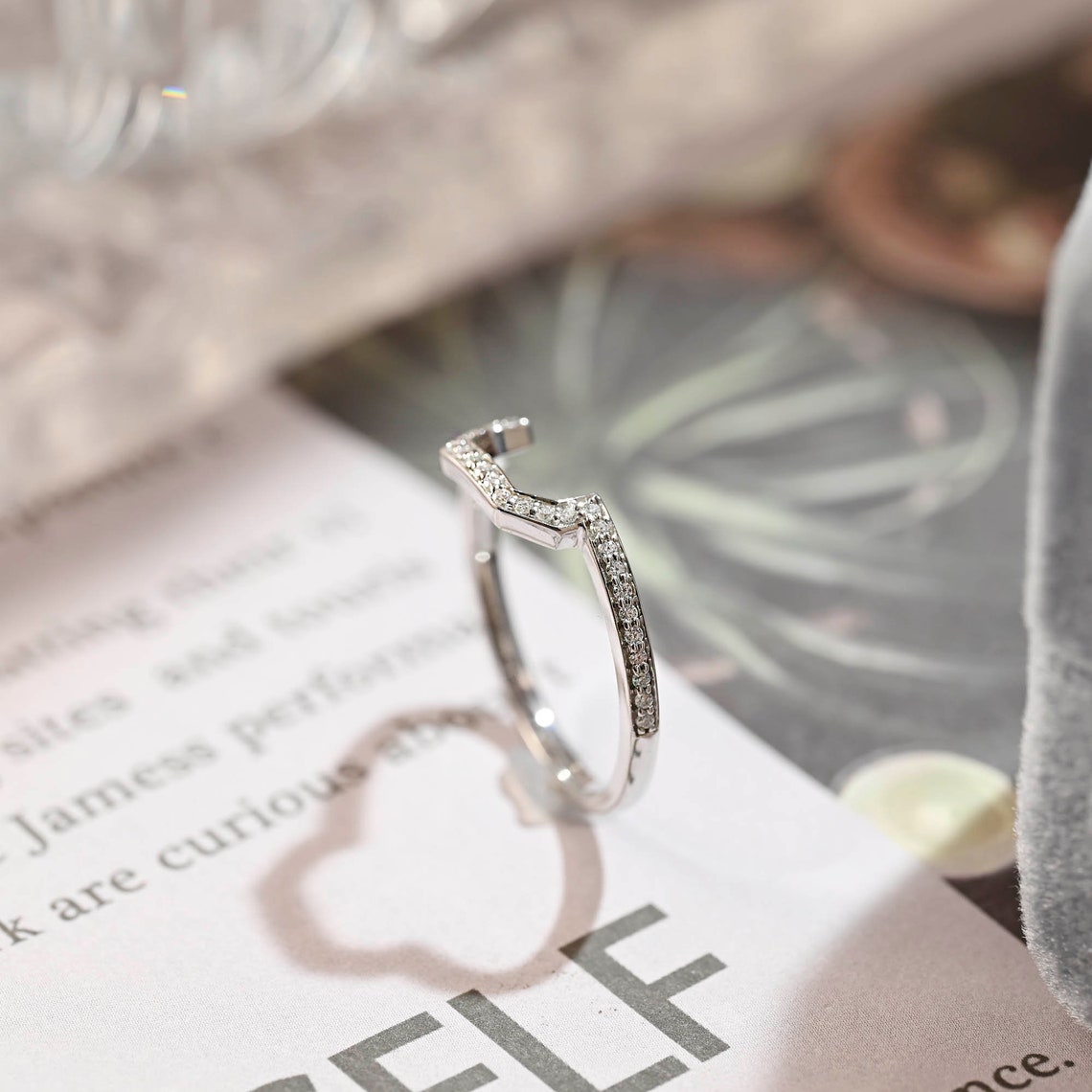 0.3 TCW Round Cut Shaped Moissanite Bridal Wedding Band 2