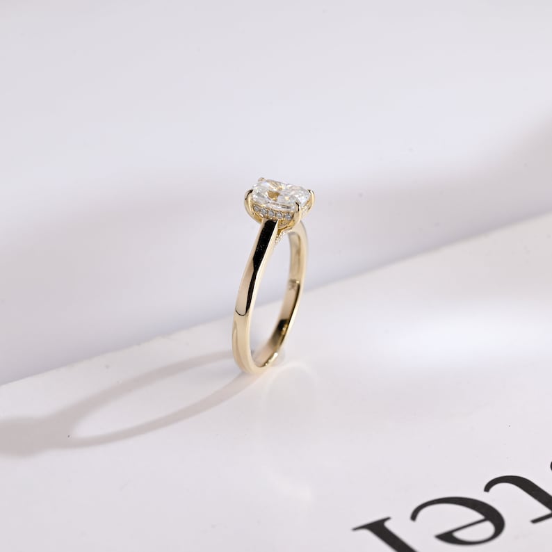 Stunning 1.5 - 2.5 CT Cushion Moissanite Engagement Ring with Hidden Halo Design 8