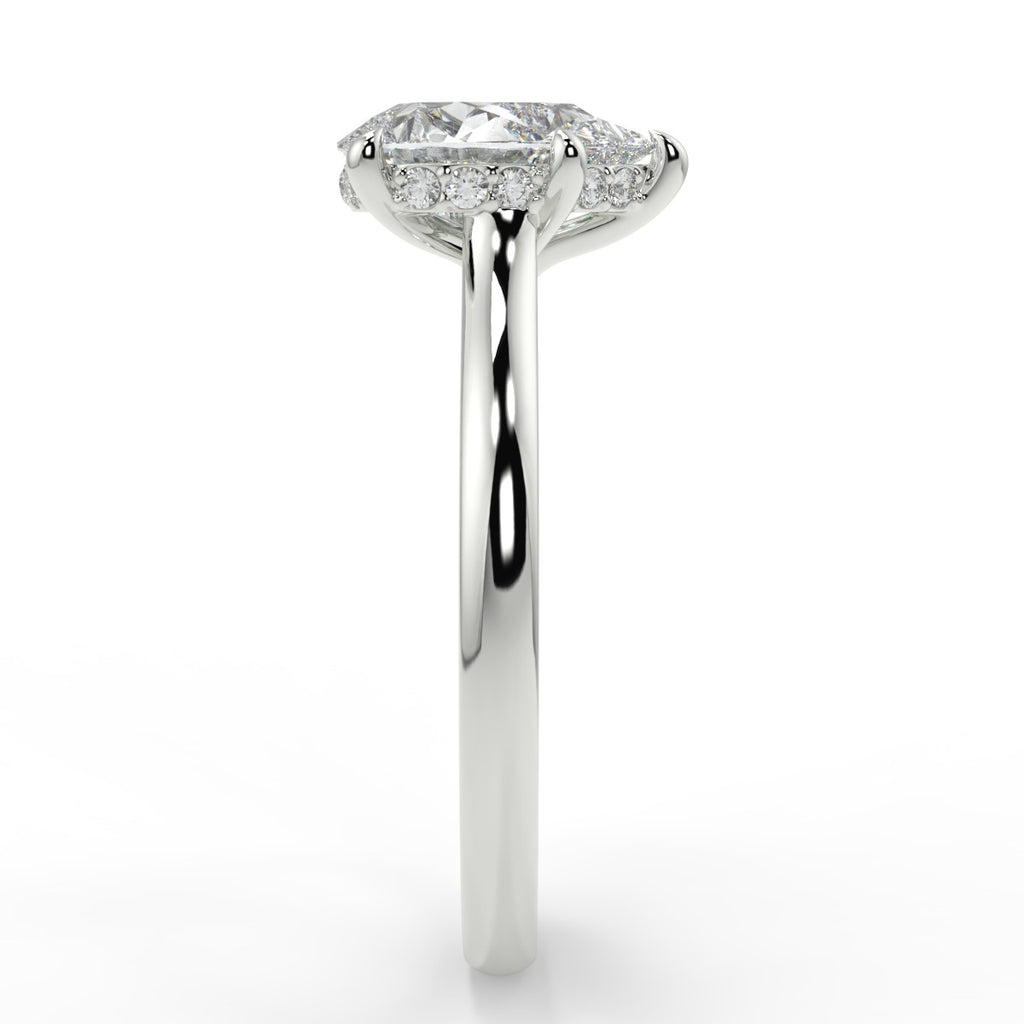 Stunning 1.60 CT Pear Moissanite Engagement Ring with Hidden Halo Design 7