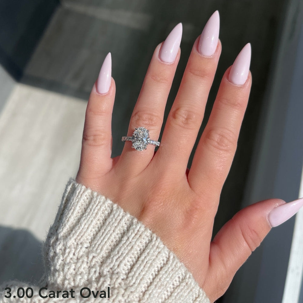 Stunning 2.0 CT Oval Moissanite Engagement Ring with Hidden Halo & Pave Design 4