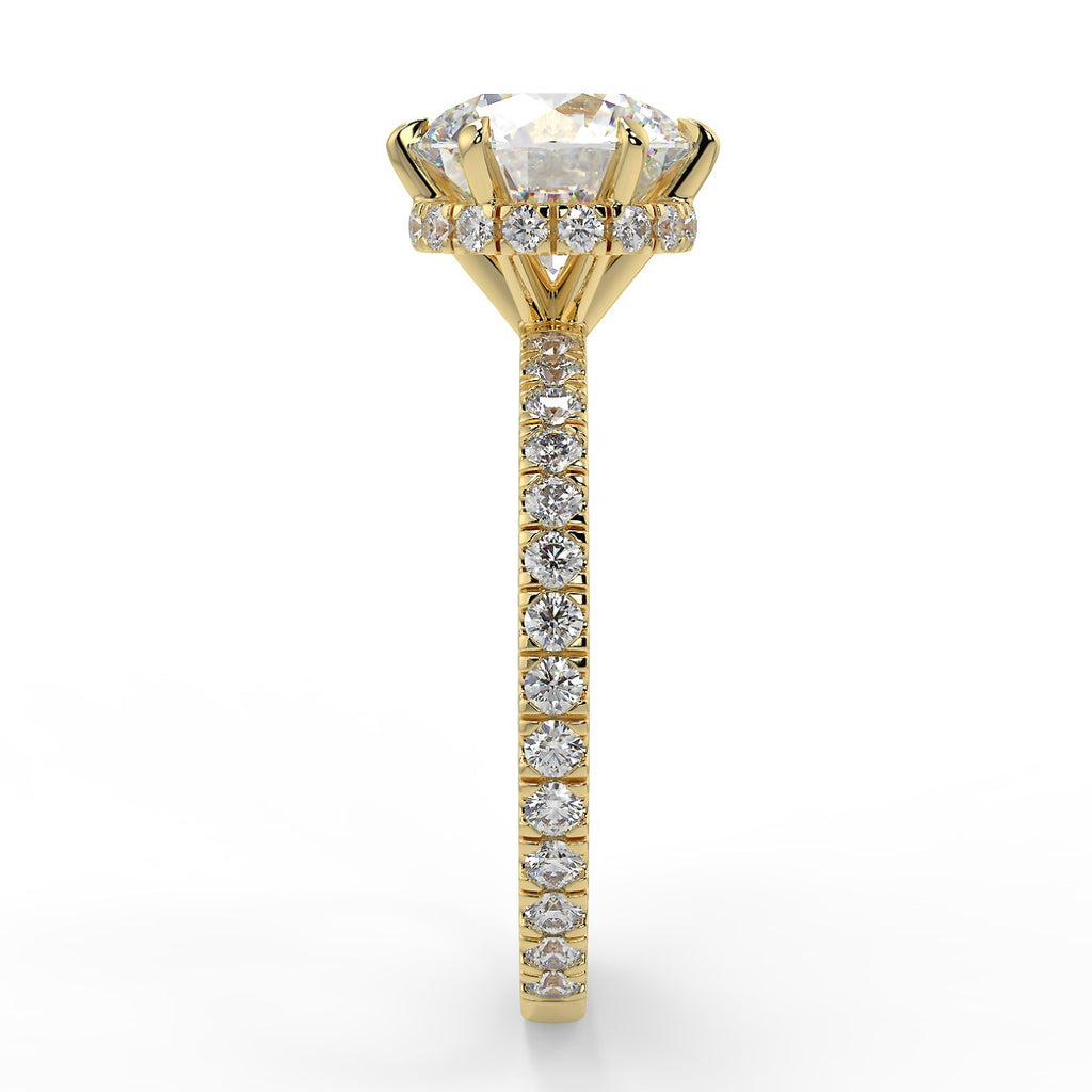 Stunning 2.0 CT Round Moissanite Engagement Ring with Double Hidden Halo & Pave Design 2