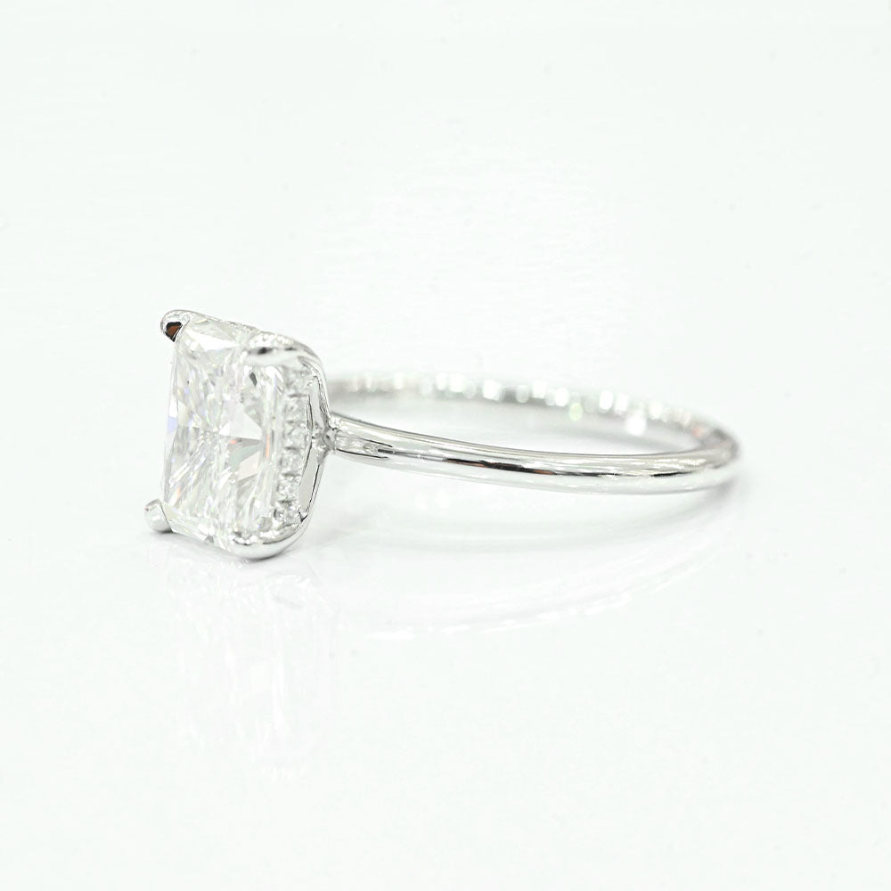 Stunning 2.0 CT Radiant Moissanite Engagement Ring with Hidden Halo Design 2