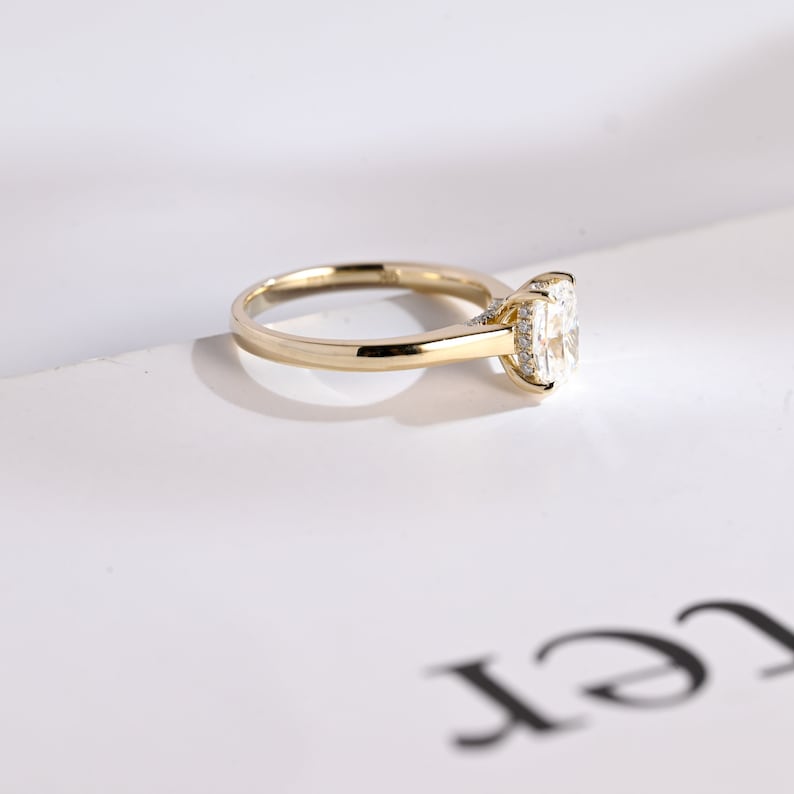 Stunning 1.5 - 2.5 CT Cushion Moissanite Engagement Ring with Hidden Halo Design 10