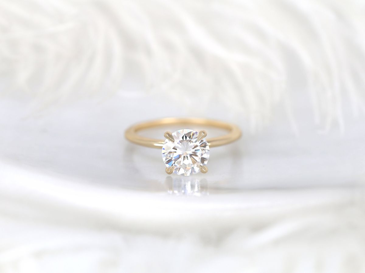 Stunning 2.0 CT Round Moissanite Engagement Ring with Hidden Halo Design 1