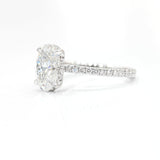 Stunning 2.0 CT Oval Moissanite Engagement Ring with Hidden Halo & Pave Design 2