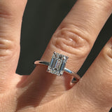 Stunning 1.70 CT Emerald Moissanite Engagement Ring with Hidden Halo Design 3