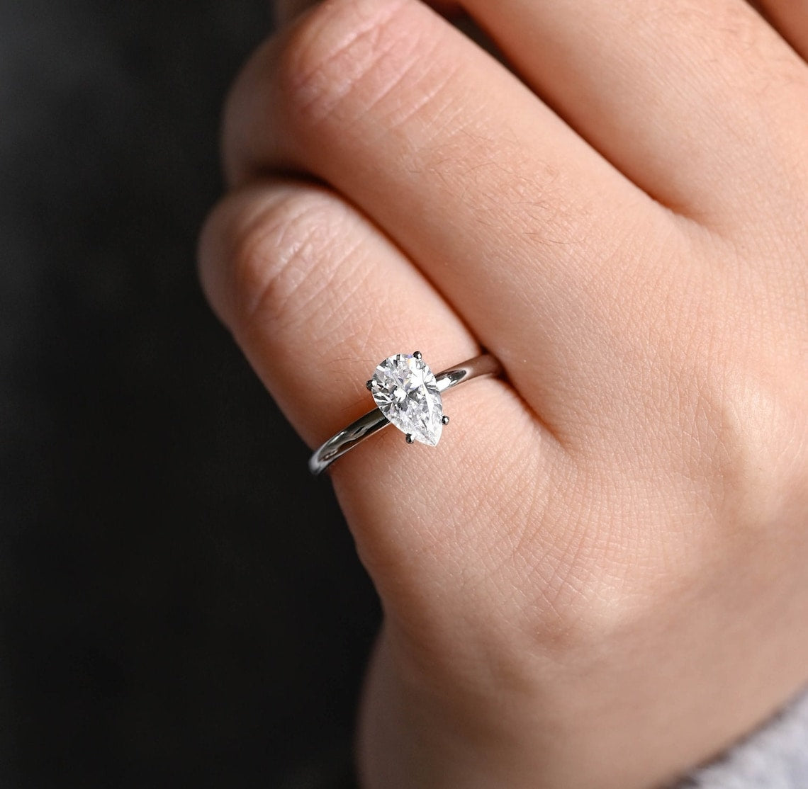 Stunning 2.0 CT Pear Moissanite Engagement Ring with Solitaire Design 10