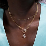 0.30 TCW Round Moissanite Diamond Customized Letter Pendant Necklace in Solid Gold 30