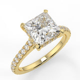Stunning 1.30 CT Princess Moissanite Engagement Ring with Hidden Halo & Pave Design 1