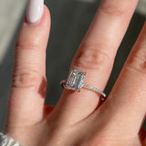 Stunning 1.50 CT Emerald Moissanite Engagement Ring with Hidden Halo & Pave Design 3