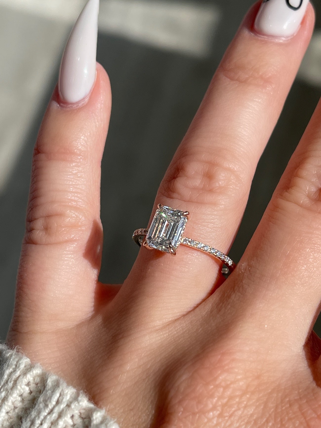 Stunning 1.50 CT Emerald Moissanite Engagement Ring with Hidden Halo & Pave Design 3