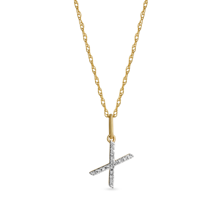 0.30 TCW Round Moissanite Diamond Customized Letter Pendant Necklace in Solid Gold 22