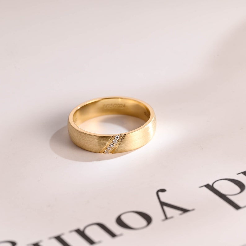 Delicate Moissanite Band with 0.05 TCW Round Cut Stones in Solid Gold 2