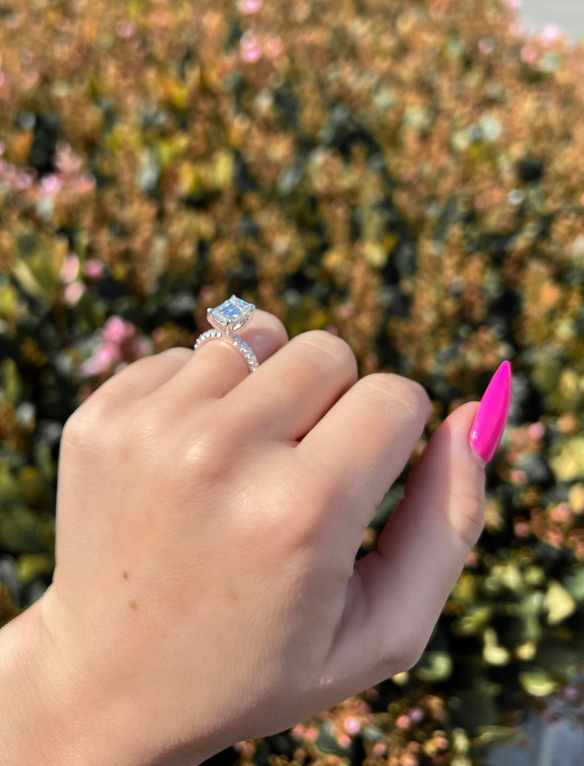 Stunning 1.73 CT Emerald Moissanite Engagement Ring with Hidden Halo & Pave Design 3