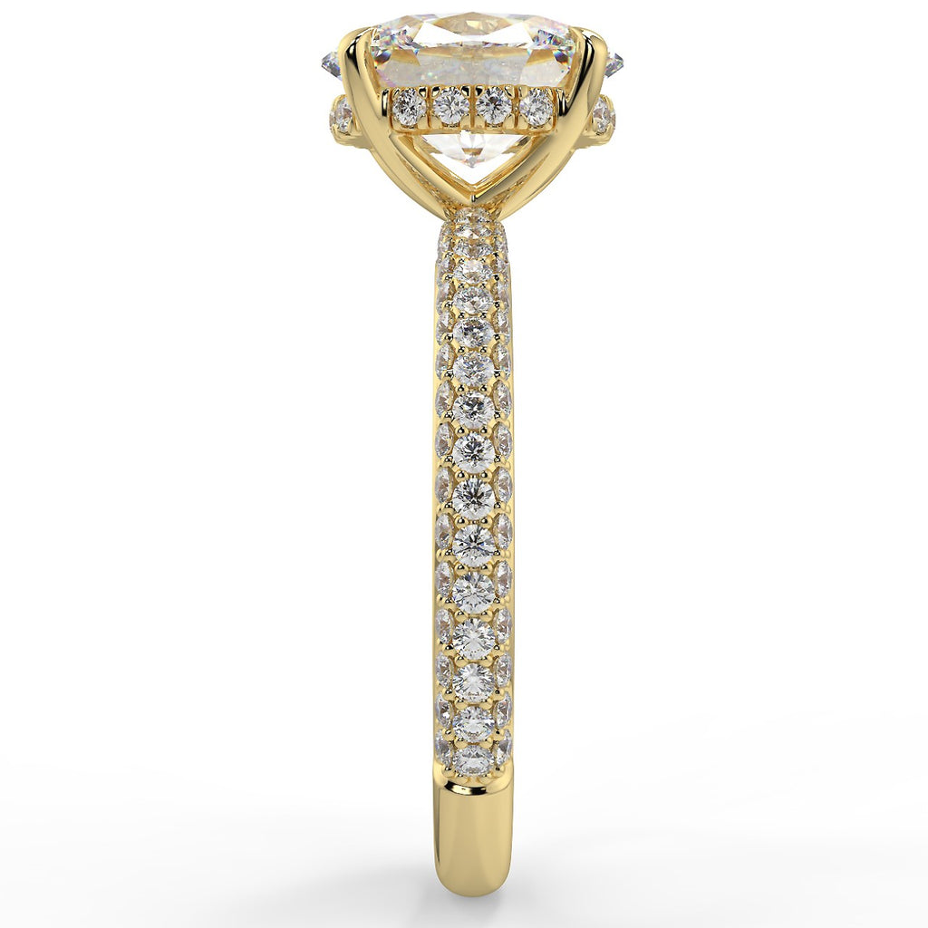 Stunning 2.11 CT Oval Moissanite Engagement Ring with Hidden Halo & Three Side Pave Design 4