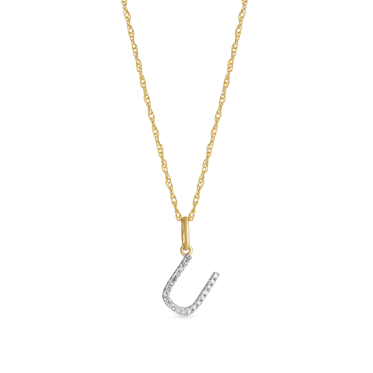 0.30 TCW Round Moissanite Diamond Customized Letter Pendant Necklace in Solid Gold 19