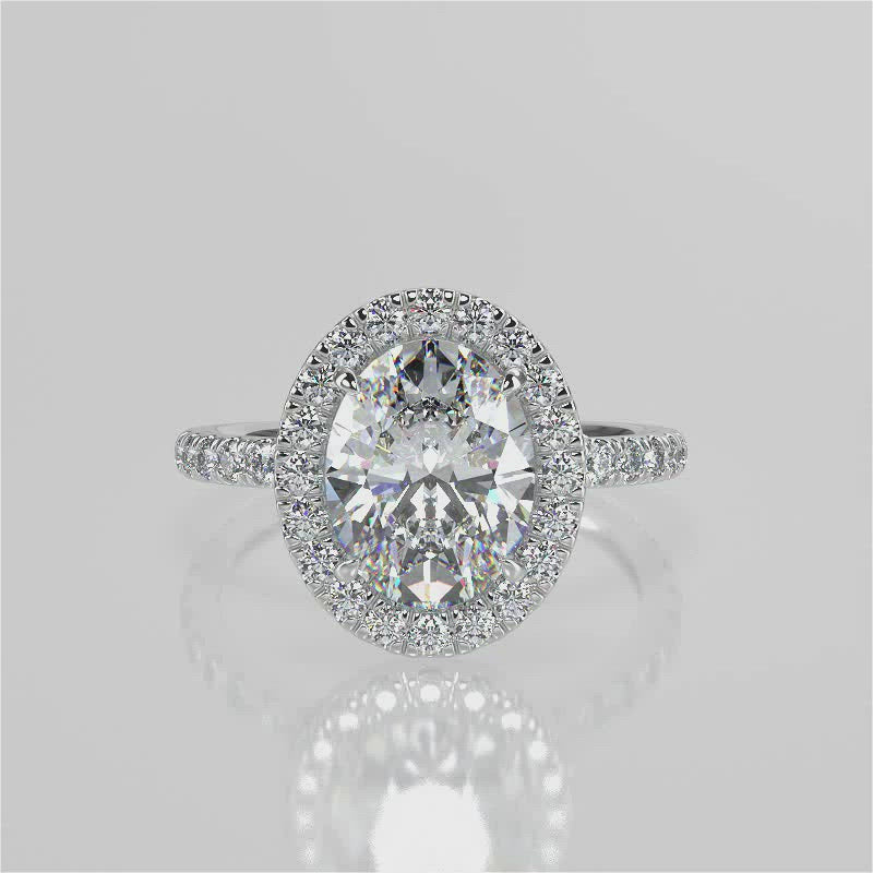 Stunning 2.11 CT Oval Moissanite Engagement Ring with Hidden Halo & Pave Design 5