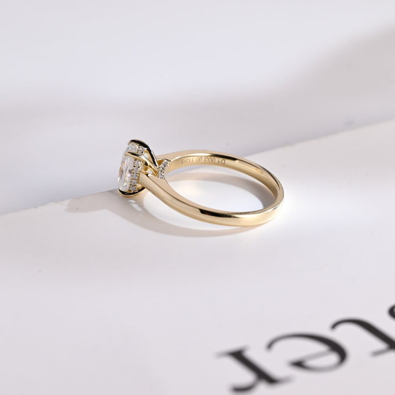 Stunning 1.5 - 2.5 CT Cushion Moissanite Engagement Ring with Hidden Halo Design 9