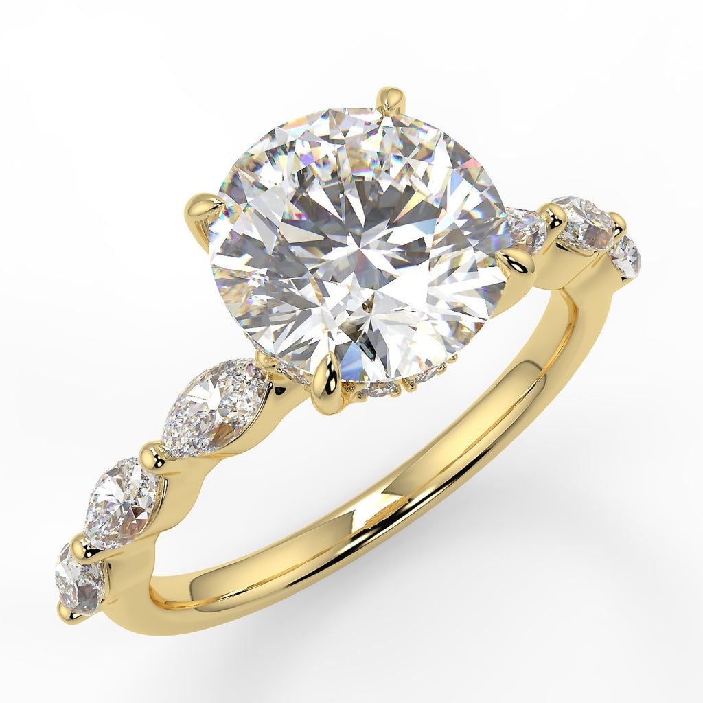 Stunning 2.0 CT Round Moissanite Engagement Ring with Hidden Halo & Pave Design 1