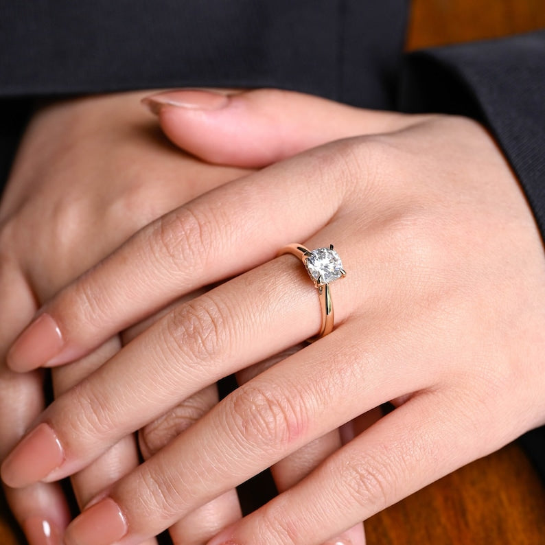 Stunning 1.0 - 2.0 CT Round Moissanite Engagement Ring with Hidden Halo Design 6