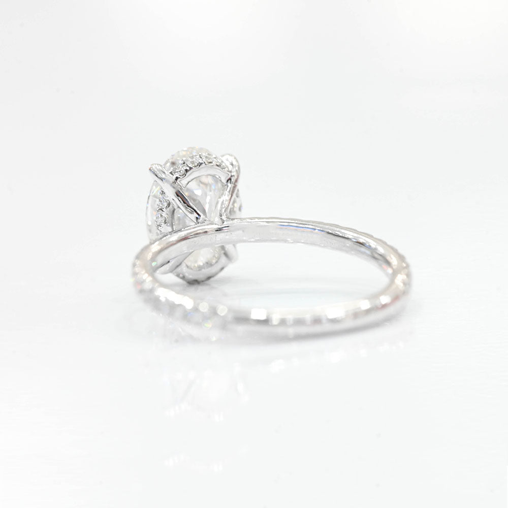 Stunning 2.0 CT Oval Moissanite Engagement Ring with Hidden Halo & Pave Design 3