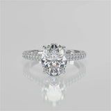 Stunning 2.11 CT Oval Moissanite Engagement Ring with Hidden Halo & Three Side Pave Design 4