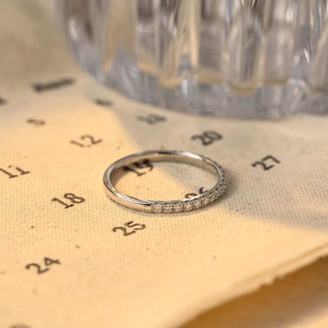 0.3 TCW Round Moissanite Bridal Wedding Band With Half Eternity Stacking 2