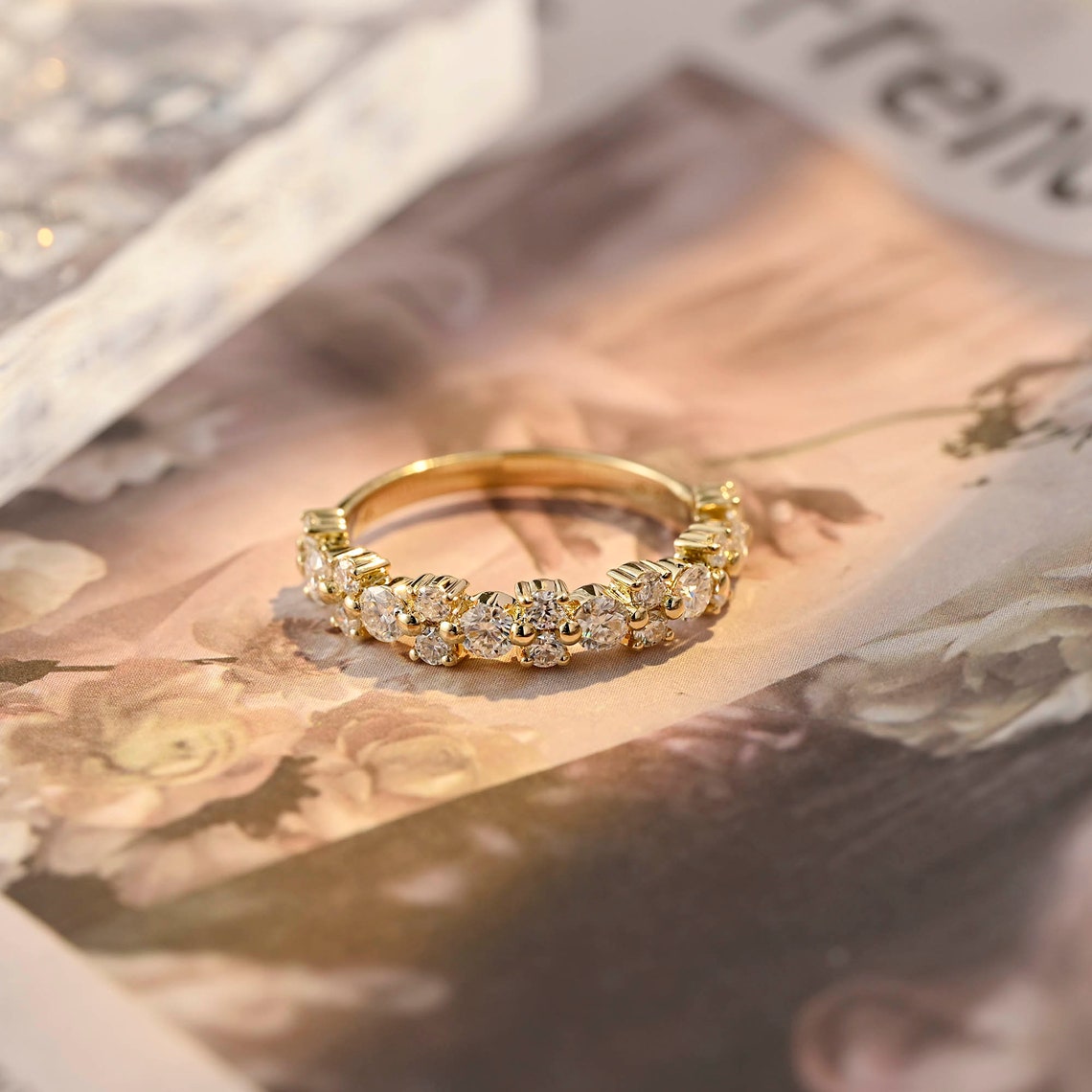 0.2 TCW Round Cut Moissanite Bridal Wedding Band 1