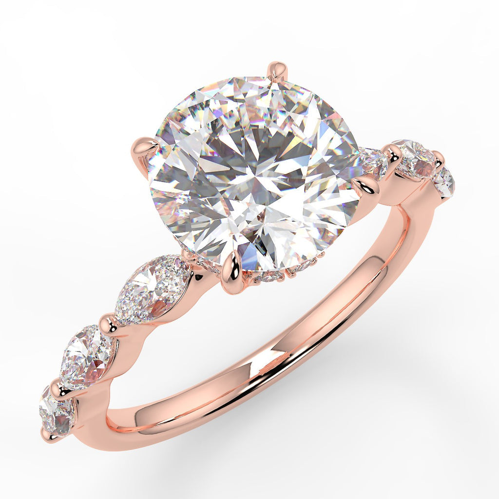 Stunning 2.0 CT Round Moissanite Engagement Ring with Hidden Halo & Pave Design 8
