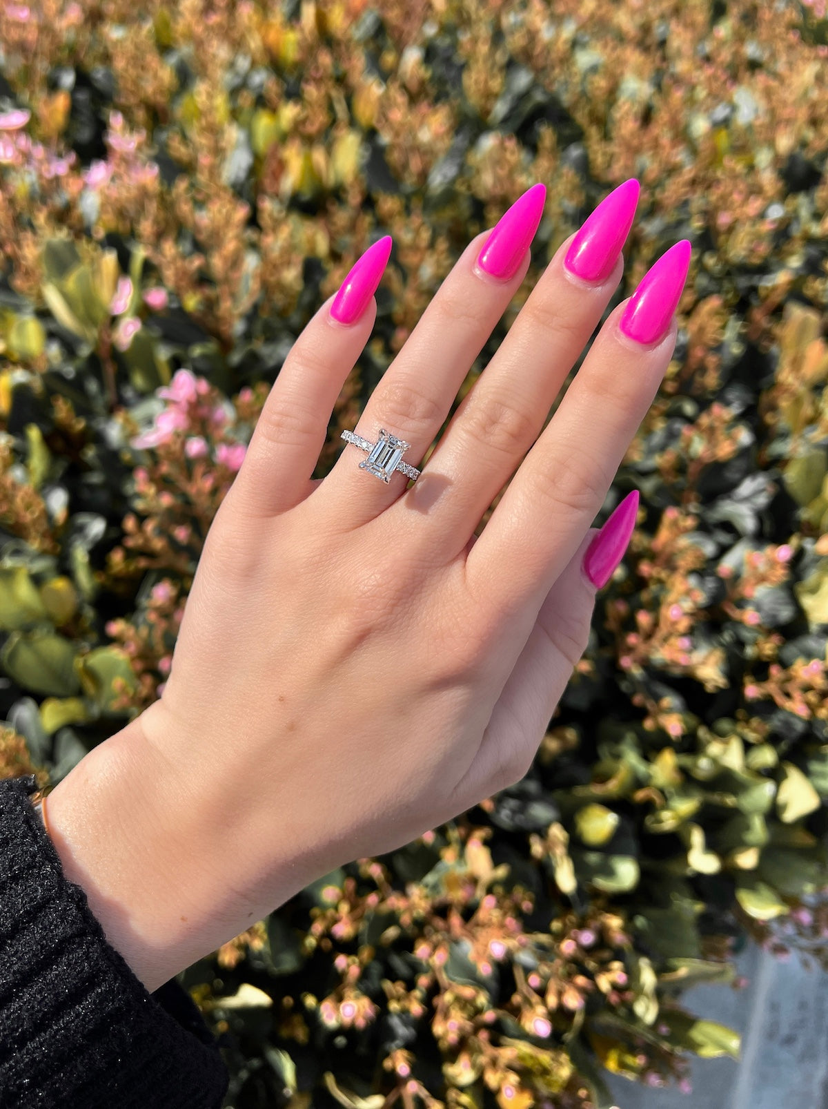 Stunning 1.73 CT Emerald Moissanite Engagement Ring with Hidden Halo & Pave Design 1