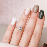 1.5 CT Emerald Solitaire & Hidden Halo Moissanite Engagement Ring 2