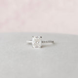 1.5 CT Cushion Hidden Halo Pave Moissanite Engagement Ring 5