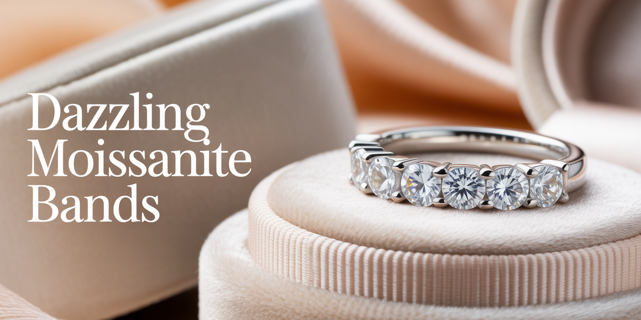 Moissanite Wedding Bands in White Gold