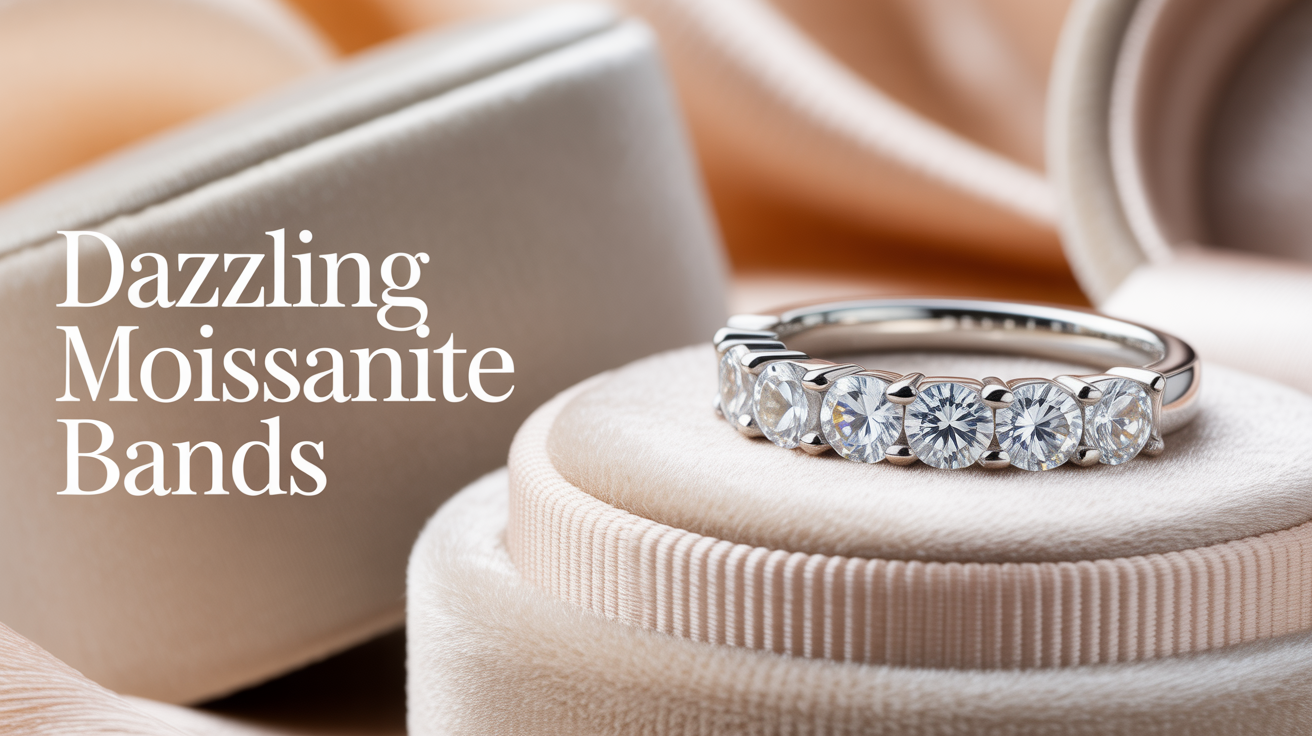 Moissanite Wedding Bands in White Gold
