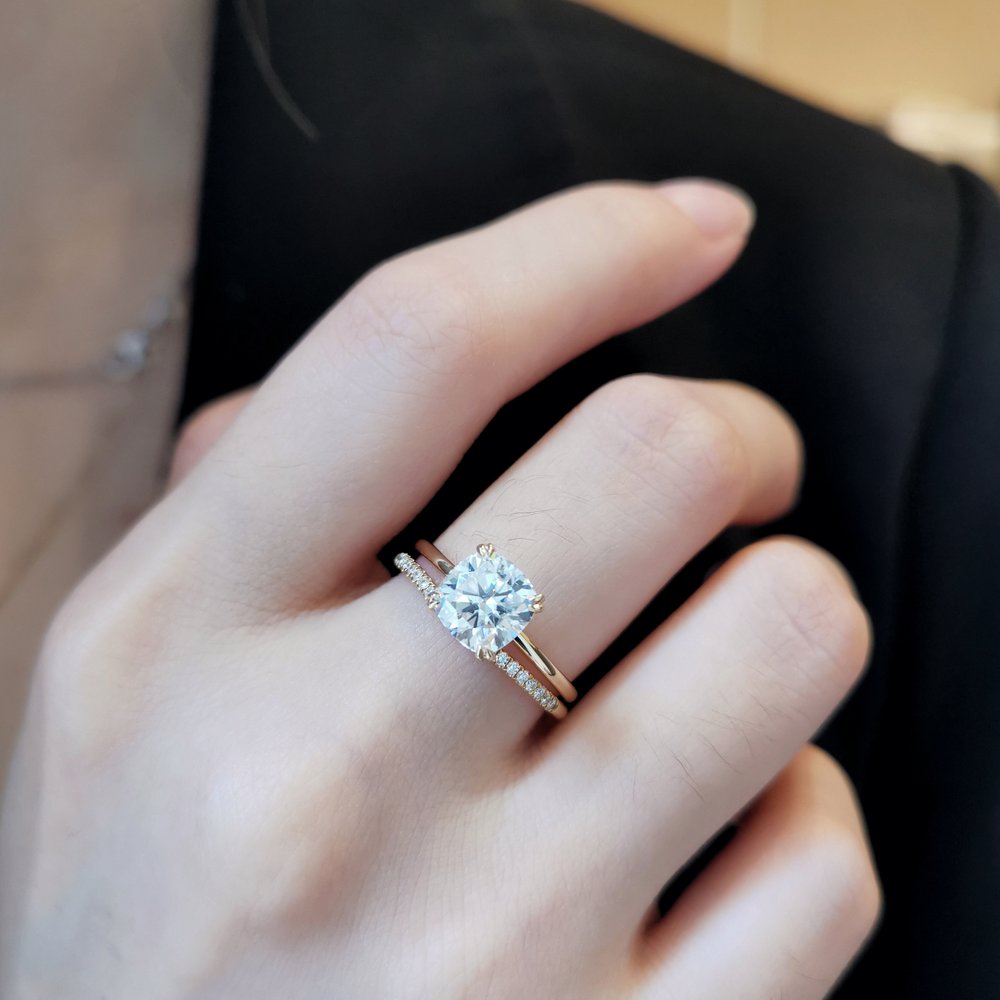 Cushion Solitaire Lab Grown Diamond Engagement Ring