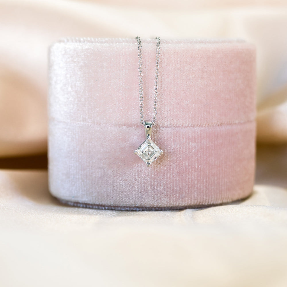 0.50 CT Classic Asscher Cut Moissanite Necklace With Solitaire Style