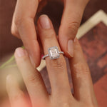 Stunning 3.0 CT Radiant Moissanite Engagement Ring with Halo & Pave Design 5