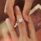 Stunning 3.0 CT Radiant Moissanite Engagement Ring with Halo & Pave Design 5