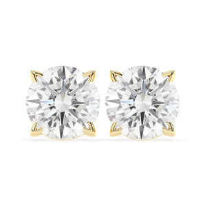 2.0 TCW Round Cut Moissanite Studs Earrings in Gold