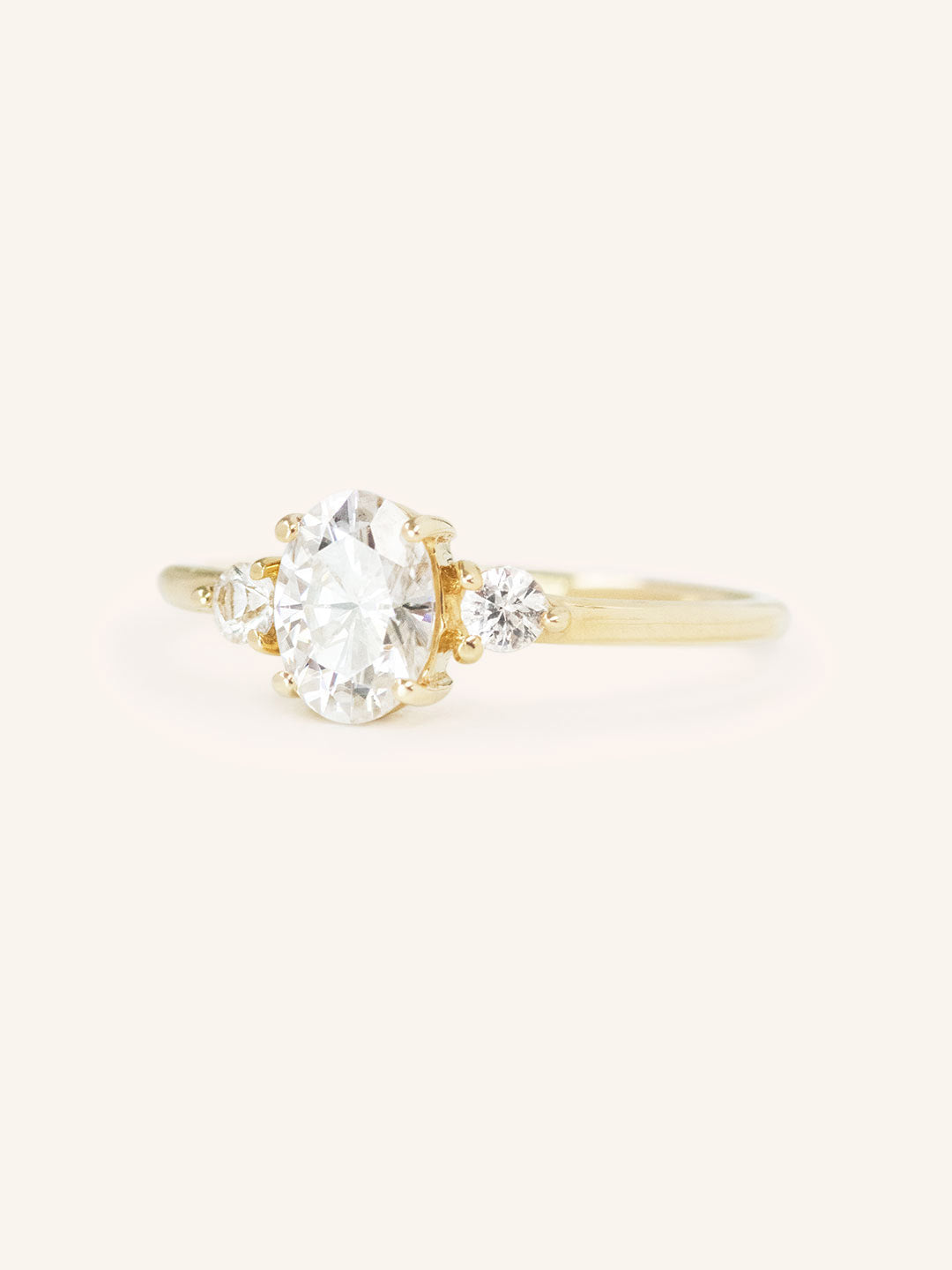 Stunning 1 CT Oval Moissanite Engagement Ring With Three Stone Design 2