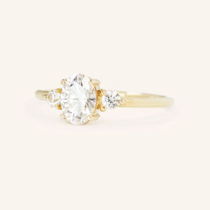 Stunning 1 CT Oval Moissanite Engagement Ring With Three Stone Design