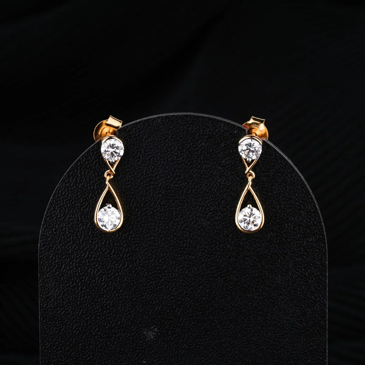 1.0 TCW Round Cut Moissanite Drop Earrings in Gold 1