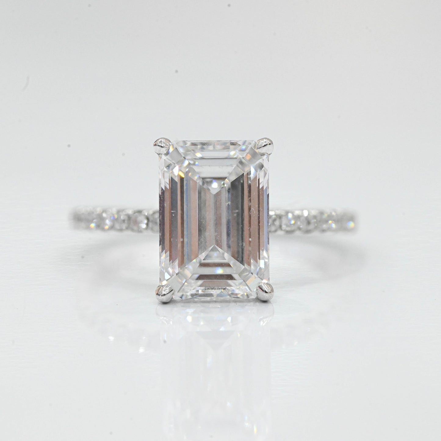 Stunning 4.52 CT Emerald Moissanite Engagement Ring with Hidden Halo & Pave Design 1