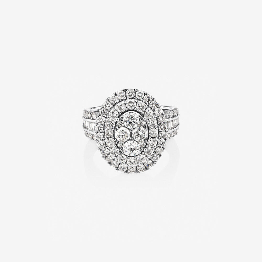 Stunning 2.5 TCW Round Moissanite Engagement Ring in Clusters  Design 1