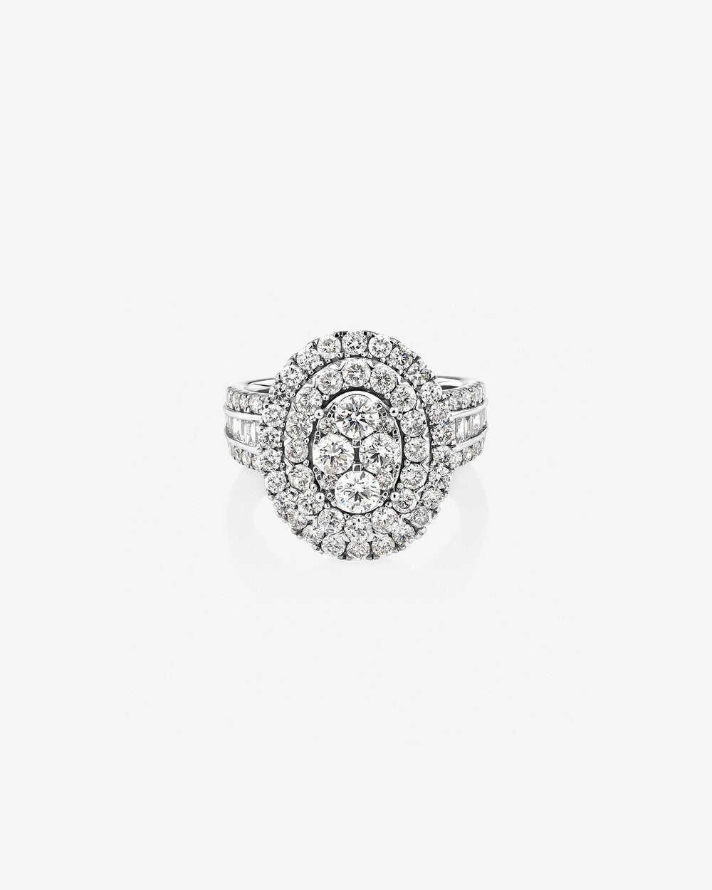 Stunning 2.5 TCW Round Moissanite Engagement Ring in Clusters  Design 1
