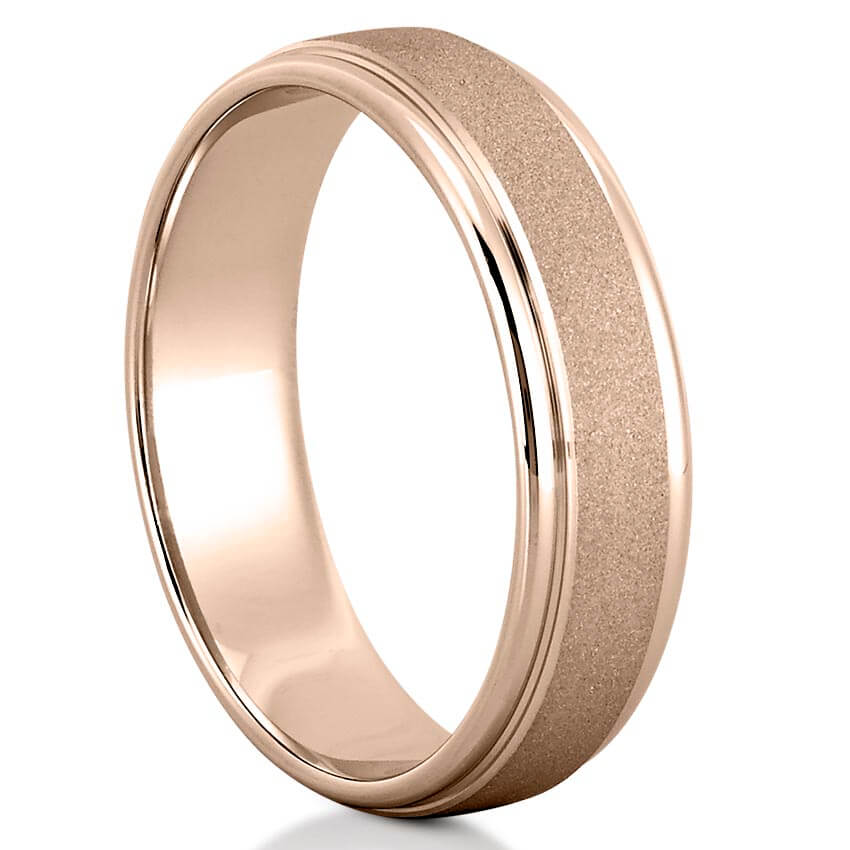 Classic Wire-Brushed Finish Wedding Band for Men's in Solid Gold 6
