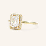 Stunning 1 CT Emerald Moissanite Engagement Ring with Halo Design 2