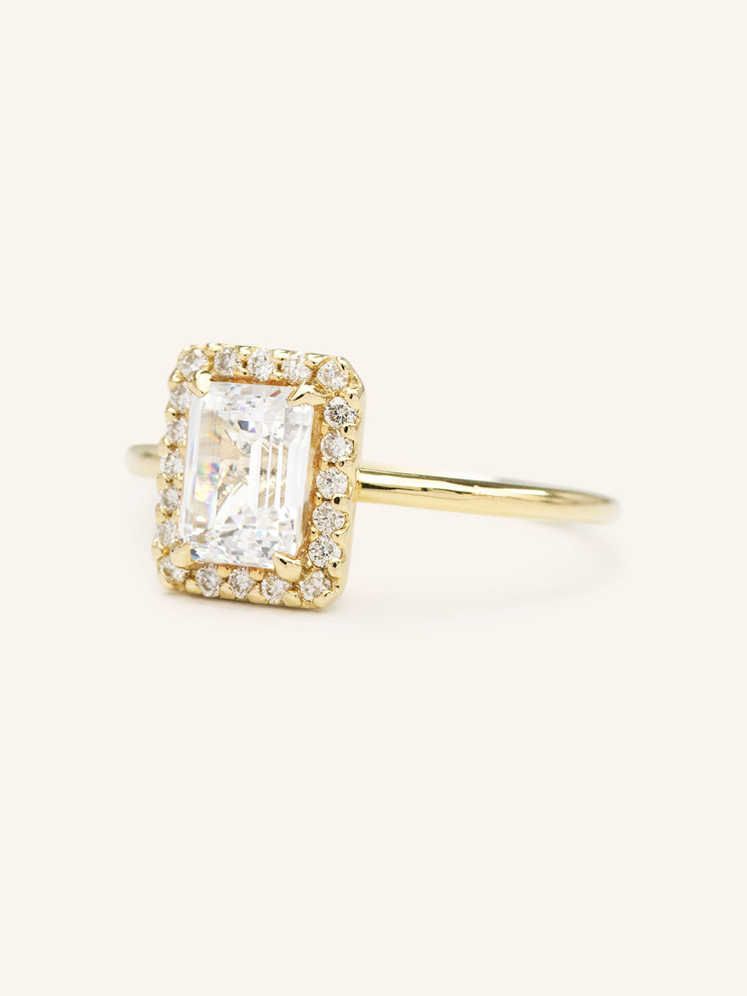 Stunning 1.24 CT Emerald Moissanite Engagement Ring with Halo Design 2