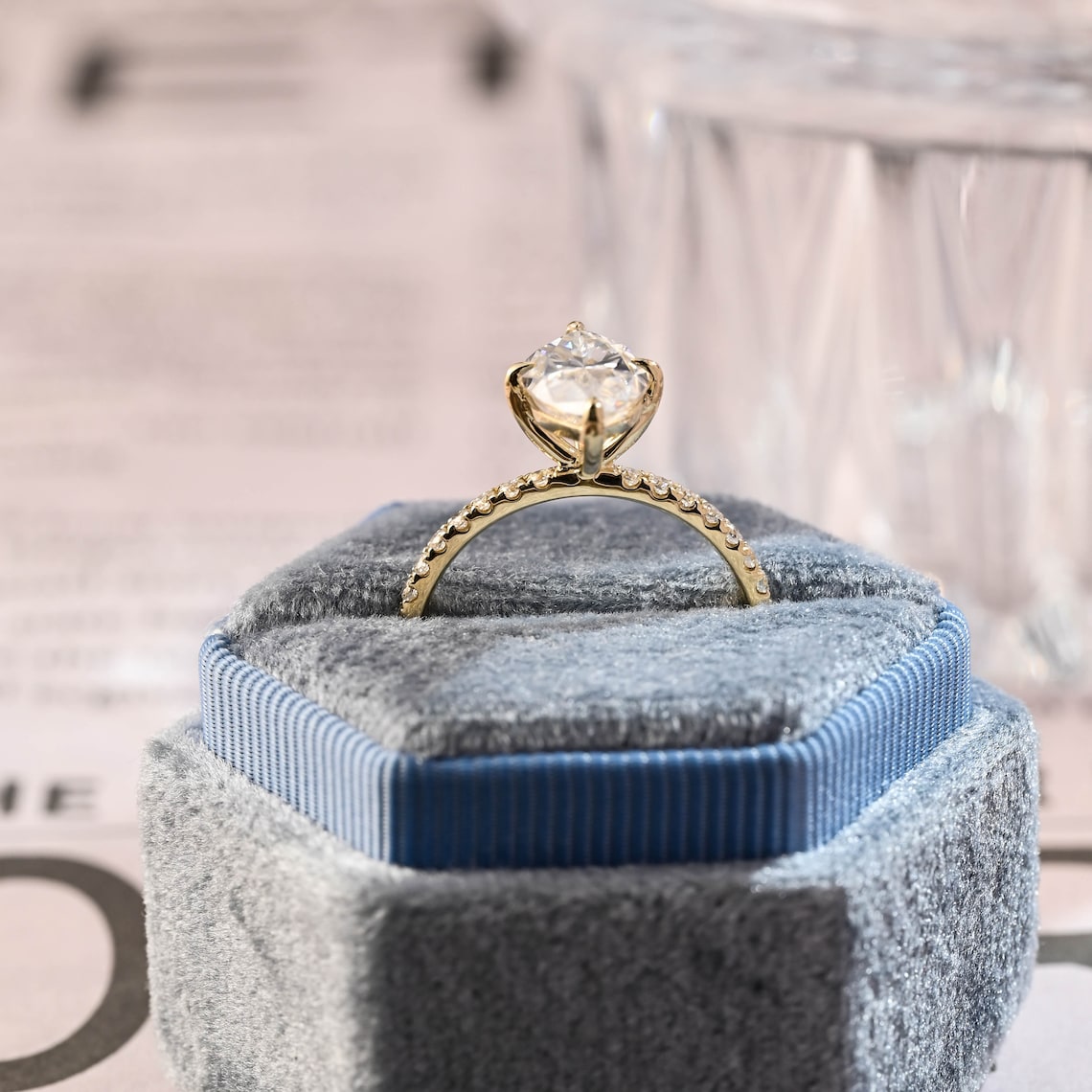 Stunning 3.0 CT Marquise Cut Moissanite Engagement Ring with Pave Design 8